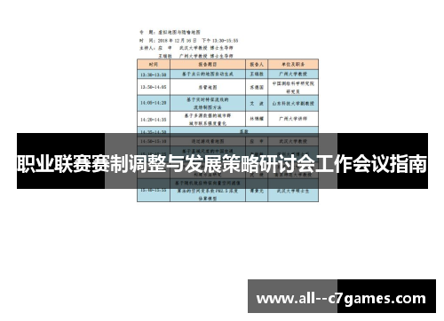 职业联赛赛制调整与发展策略研讨会工作会议指南